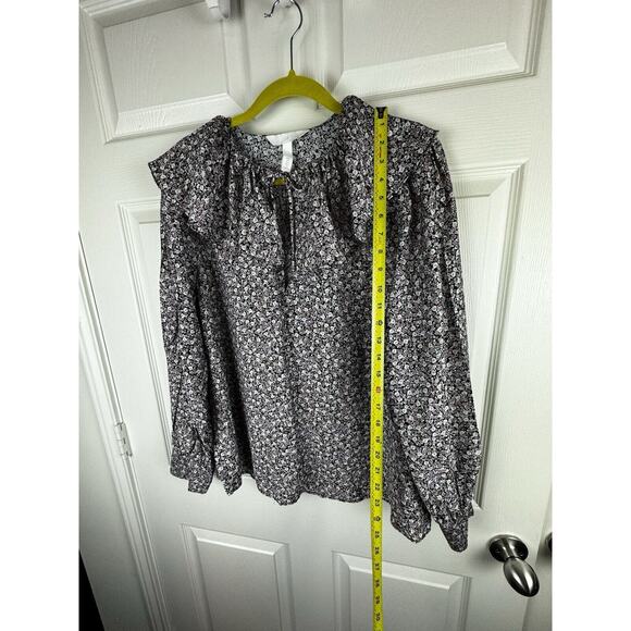 H&M Flounce-Collared Blouse Lavender Multi L cottagecore 51-03 - Picture 10 of 16